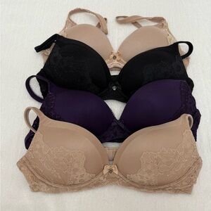 Victoria's Secret Lace Bra Set - Black, Purple, Tan